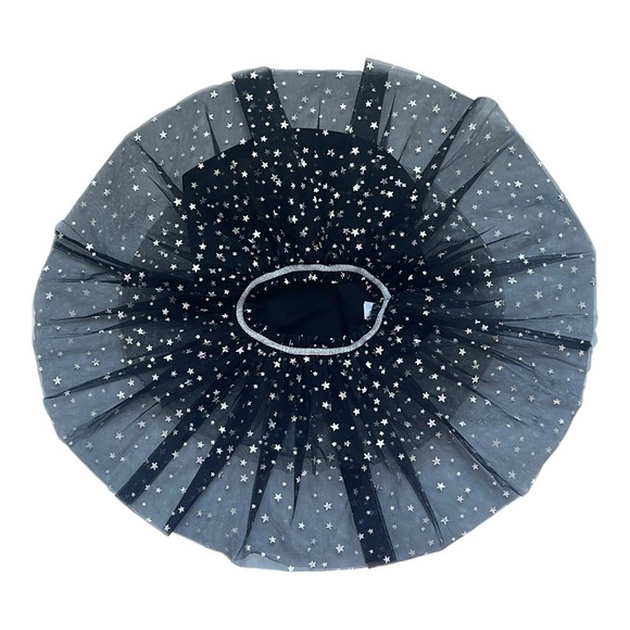 034 Star Foil Print Black Tulle Skirt - Picture 3 of 5